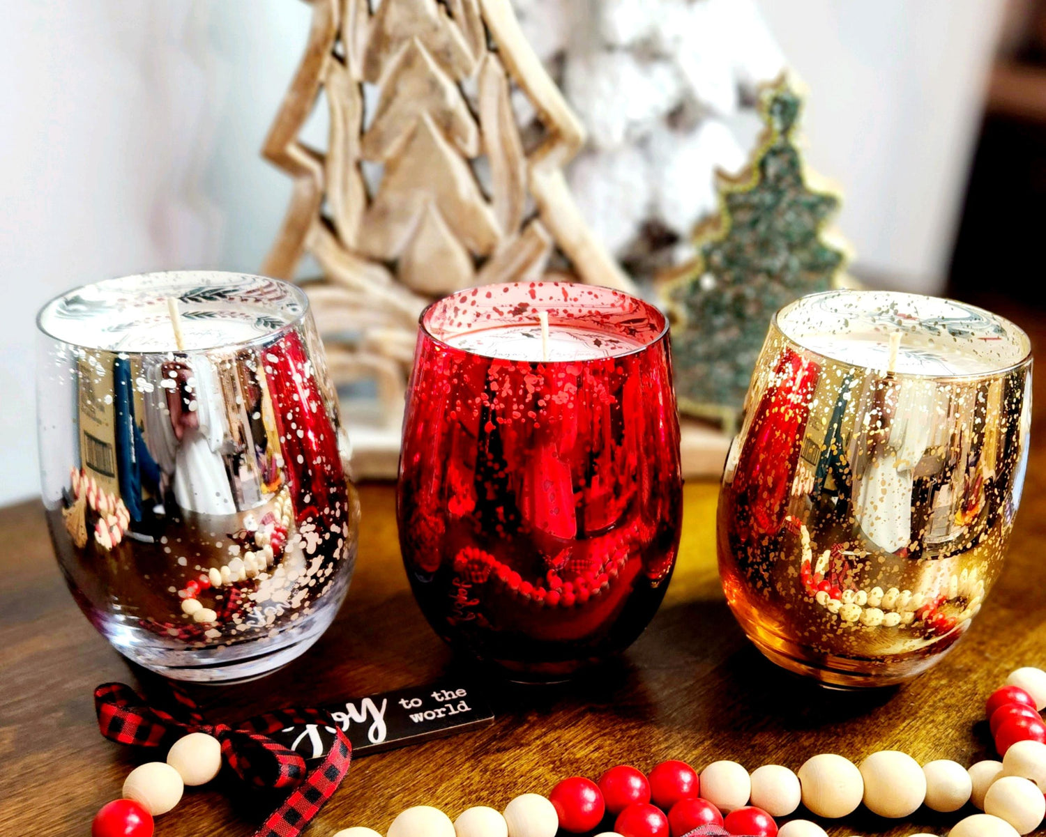 Christmas Mercury Glass Candle Collection